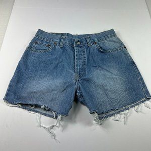 Y2K Levi's LVC Jean Short Men 29* 615 Blue Cut Off Denim Orange Tab Jorts Tag 33